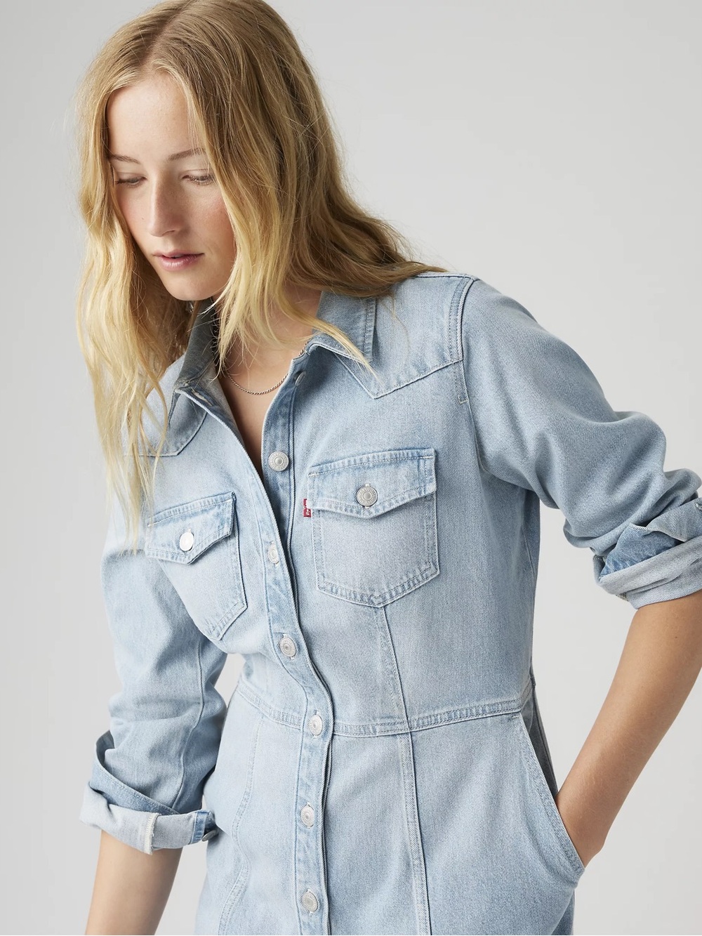 Levis Western Mini Dress size XL light wash - Picture 4 of 15